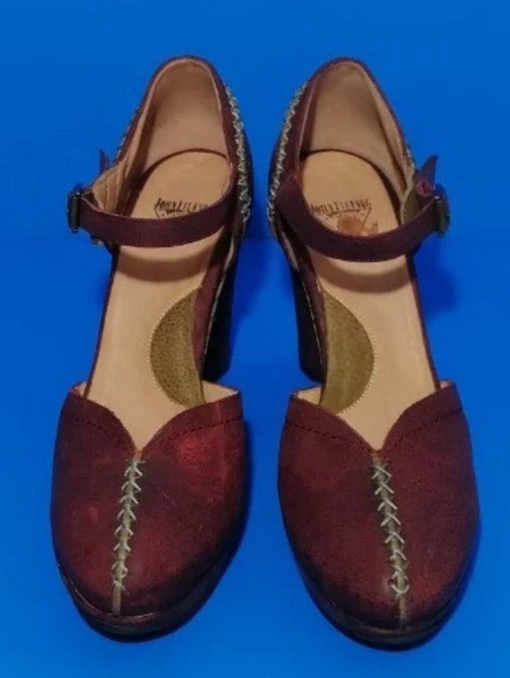 JOHN FLUEVOG WRITES SIMONE WEDGE PLATFORM BURGANDY HEELS SIZE 10